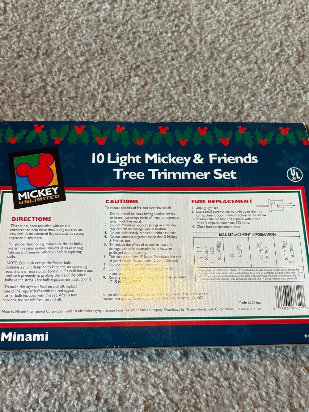 Vintage Disney Mickey Mouse String Christmas Lights Minnie Donald Duck Goofy